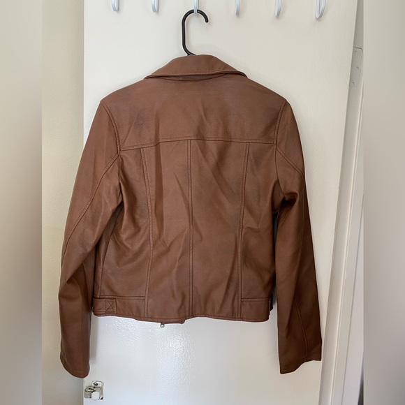 Brown faux leather long sleeve jacket from Macys - Picture 3 of 4